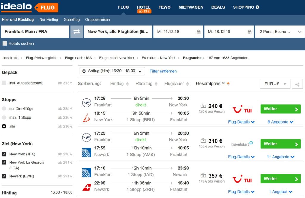 idealo.de Flugsuche