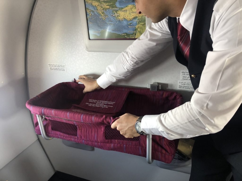 qatar airways bassinet seat size