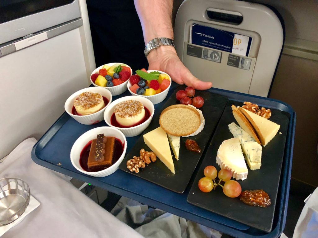 British Airways Club World - Business Class Dessert oder Käseauswahl