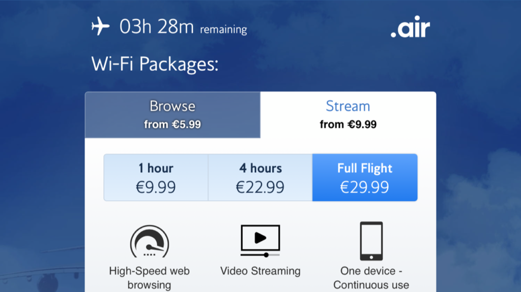 WLAN Fees - British Airways Club World