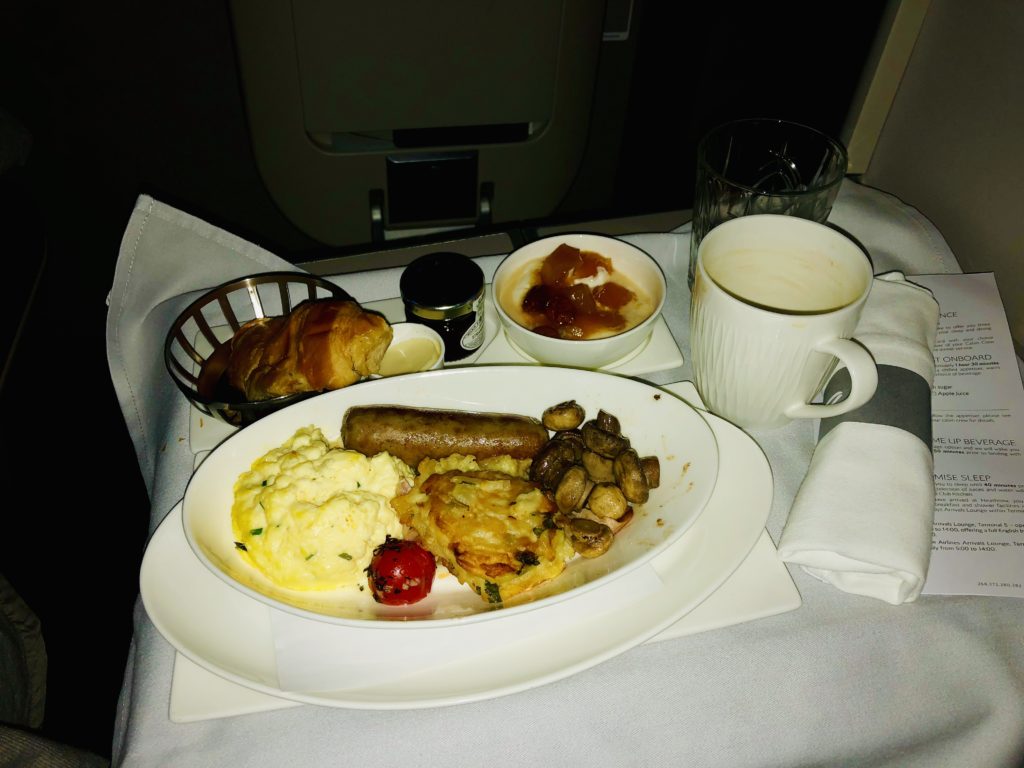 British Airways Club World - Business Class - Full English Breakfast