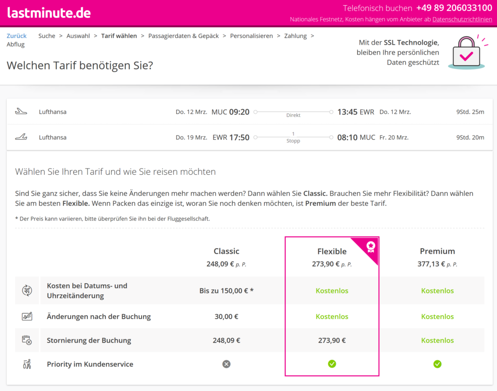 Buchung bei lastminute.de