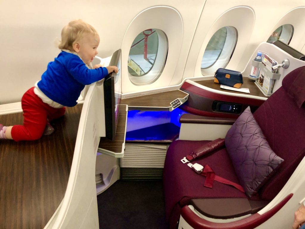 Toller Business Class Sitz 1K mit Platz für ein Baby Bassinet im Airbus A350-900