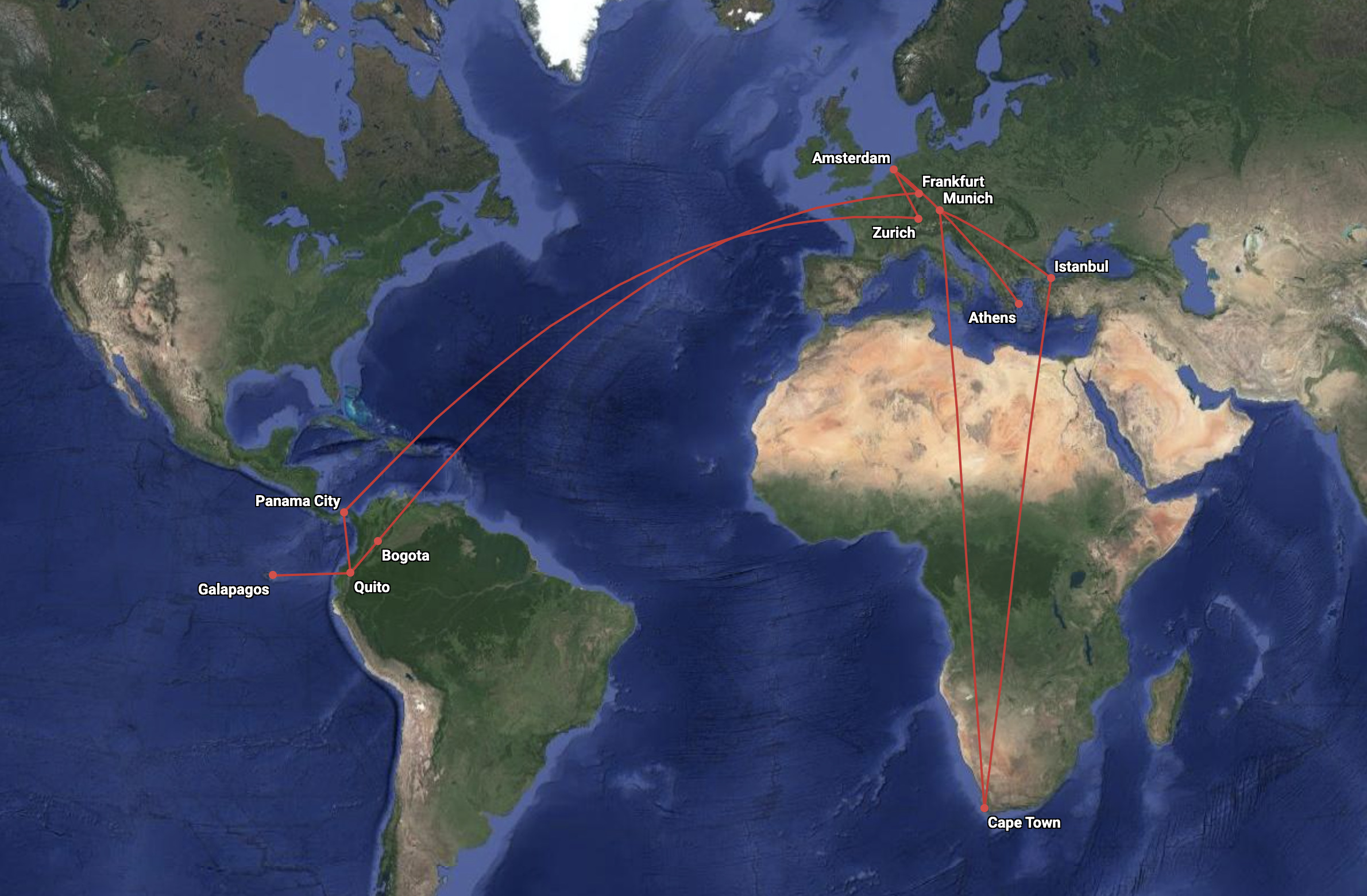 Mein Flugplan 2023 und ich bin schon 46.000km geflogen – einmal um die Welt